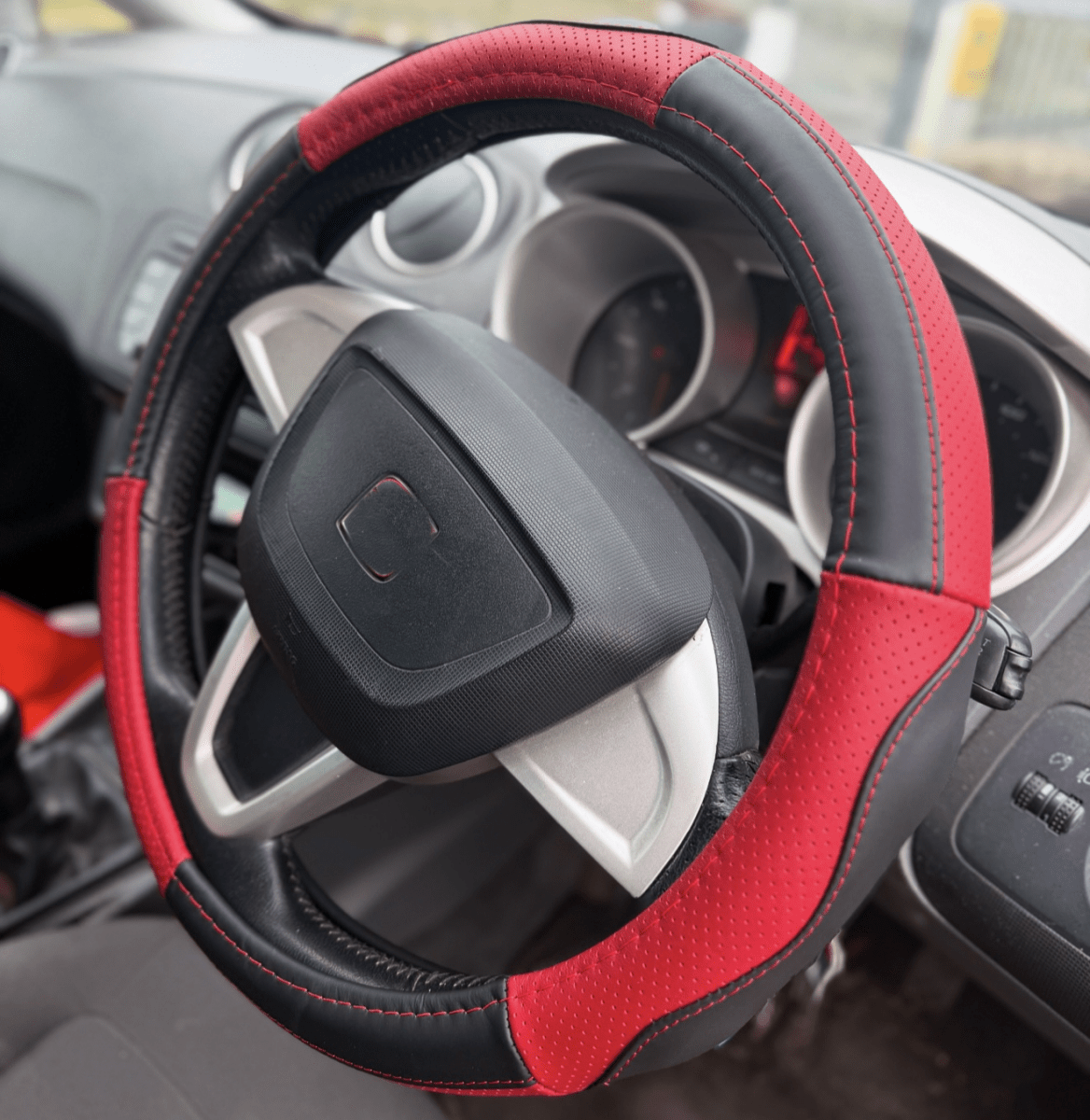 Universal Leather Steering Wheel Cover - Auto Seat Zone