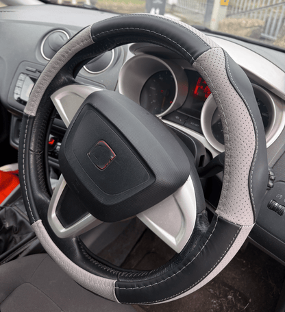 Universal Leather Steering Wheel Cover - Auto Seat Zone