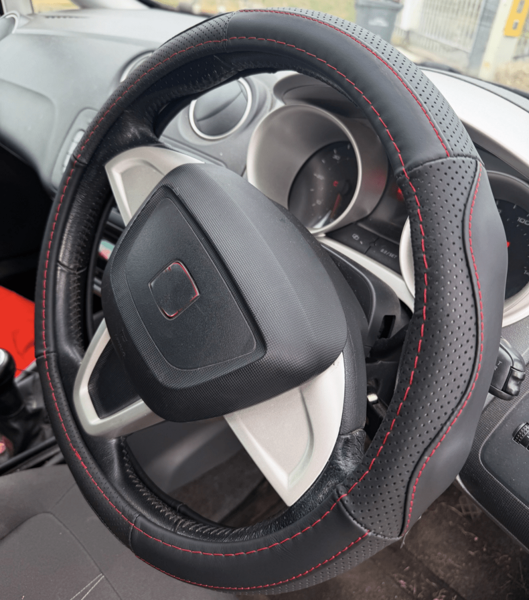 Universal Leather Steering Wheel Cover - Auto Seat Zone